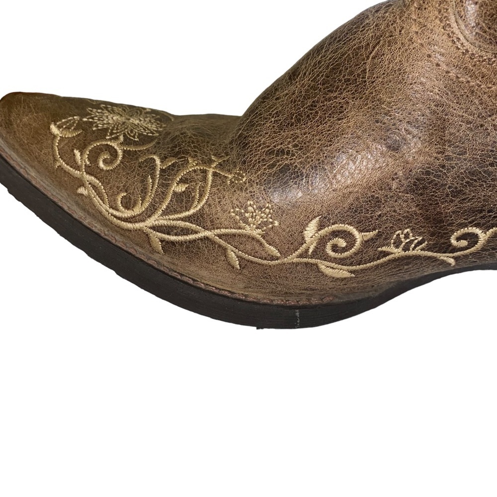 Laredo Taupe Embordered Design Cowgirl Western Jasmine Snip Heel Boot Size 10 - Picture 6 of 15